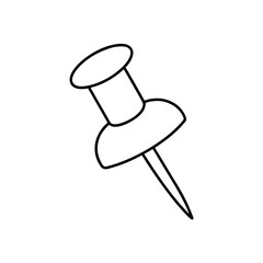 A simple outline thumbtack on transparent background