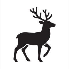 Reindeer icon silhouette vector with white background