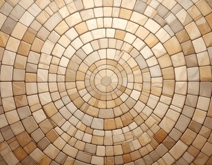 Fototapeta premium Circular mosaic pattern of light beige and tan squares
