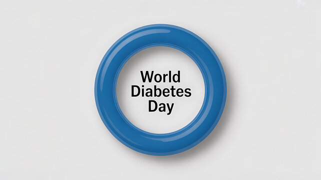 World Diabetes Day logo featuring a blue circular ring with text in the center