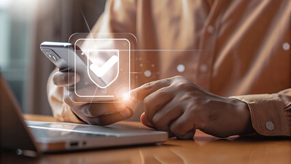 Smartphone with glowing futuristic holographic digital banking application