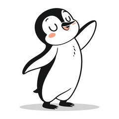 Adorable Cartoon Penguin Character with Closed Eyes A Cute Illustration