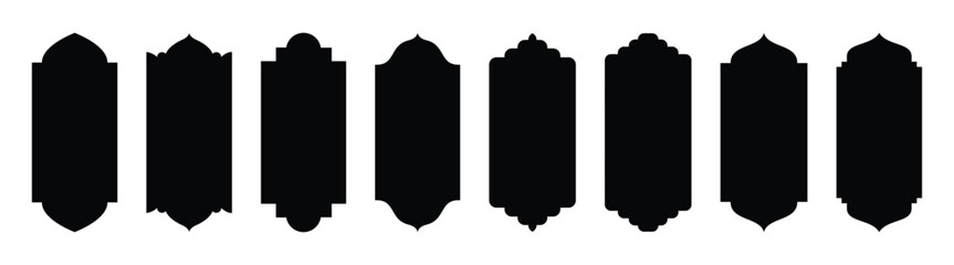 windows. Oriental style islamic windows and arches. arab islamic frames. Oriental arabesque windows or doors arch for arabic decoration. Ramadan kareem silhouette shapes vector