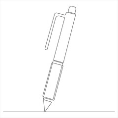 Continuous line drawing of classic ballpoint pen icon back to school minimalist education concept