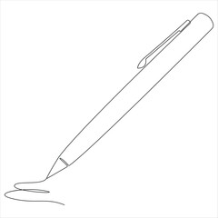 Continuous line drawing of classic ballpoint pen icon back to school minimalist education concept