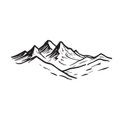 Black and White Mountain Illustration Image in Minimalist Line Art Style, Clean and Elegant Design