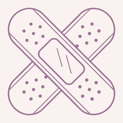 Two crossed bandages, first aid and healthcare