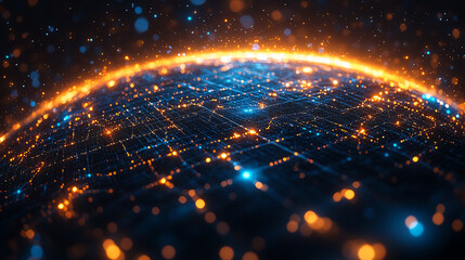 A stunning digital representation of a connected globe with vibrant lights, symbolizing innovation and global communication.