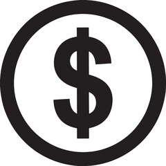Obraz premium Black dollar sign inside a black circle currency money