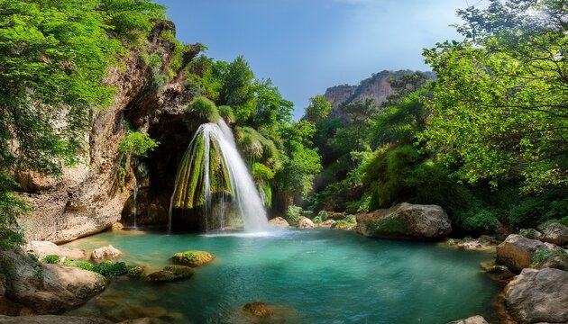 in alanya turkey the picturesque sapadere canyon waterfall is enveloped by lush greenery highlighting the region s