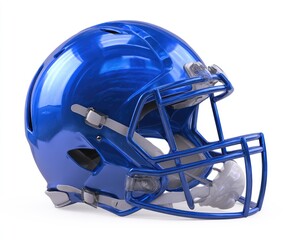 Fototapeta premium Shiny blue football helmet, side view