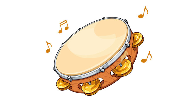 cartoon tambourine with musical notes clip art preview