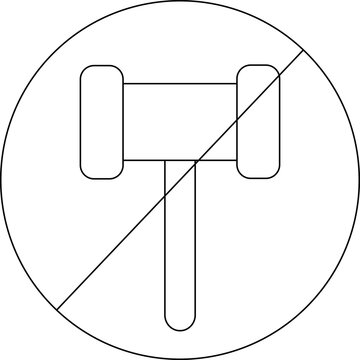 sketch of prohibited icon and hammer icon