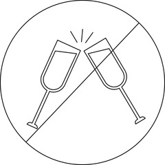 sketch of forbidden icon and toasting glass icon