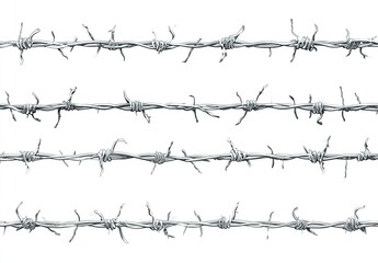 Barbed wire fence, multiple horizontal rows