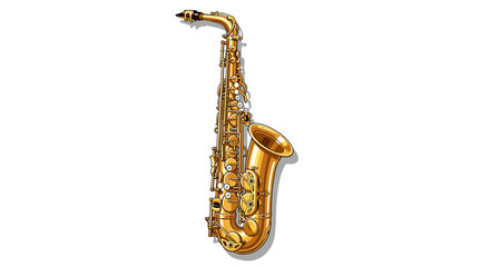Sleek Golden Saxophone Illustration on White Background for Music Lovers