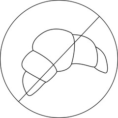 sketch of prohibited icon and croissant icon