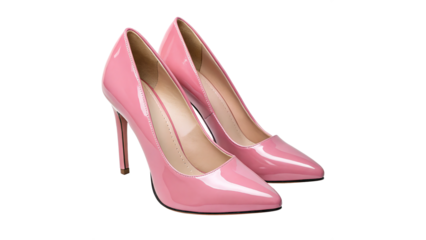 Stylish pink high heels isolated on transparent background