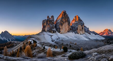 Majestic Tre Cime di Lavaredo Sunset Panorama.