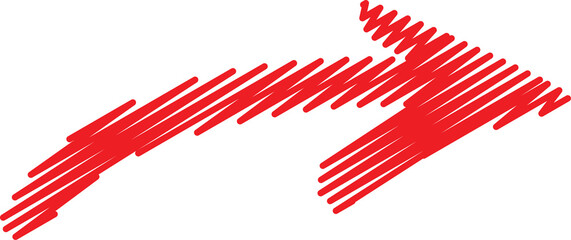 Obraz premium Hand Drawn Rounded Curved Red Arrow Sketch Illustration