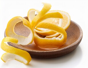 peel lemon zest on white background