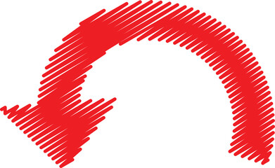 Red Semi-Circle Down Arrow Sketch