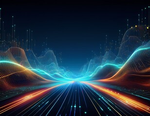 agentic ai digital workforce solution abstract digital landscape with glowing lines and particles on a dark background