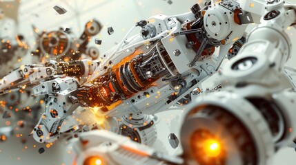 Futuristic mechanical robot arms