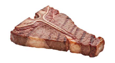 A perfectly grilled Tbone steak with visible grill marks and marbling.