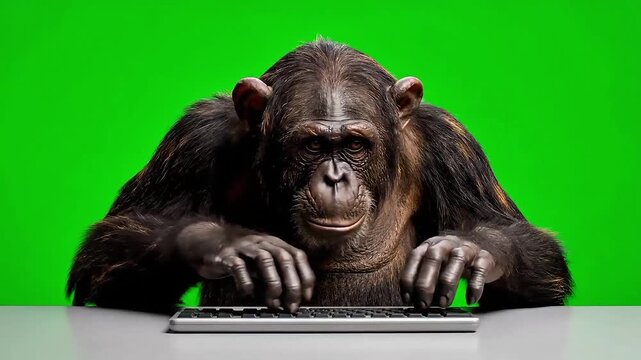 Chimpanzee Typing on a Keyboard A Humorous and Unexpected Scene