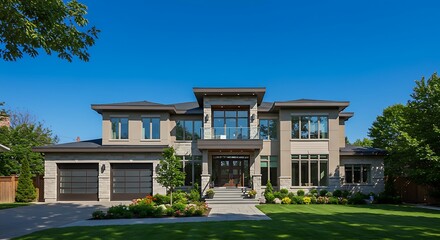 Fototapeta premium Luxury house in montreal canada against blue sky