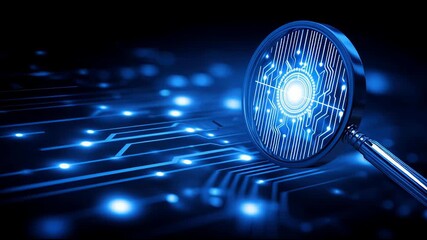 A magnified magnizer on a circuit board highlighting the importance of precision in business focus and targeting. AI Business Focus and Precision – Animated Video Version