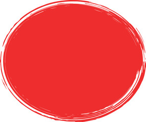 Solid red circle vector – hand drawn sketch style filled round marker symbol for highlight, notes, abstract graphic design, and minimal creative decoration