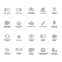 Comprehensive Set of Car Dashboard Icons