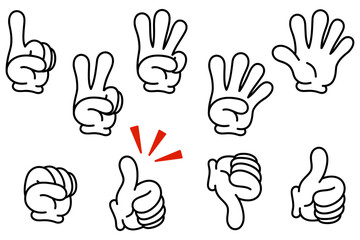 手のパーツ、数える、ジャンケン、いいねアイコン、ハンドサインセット