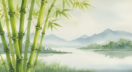 Obraz premium Bamboo landscape painting