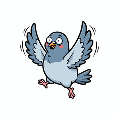 Fototapeta premium Cartoon pigeon flapping wings with a cheerful expression 