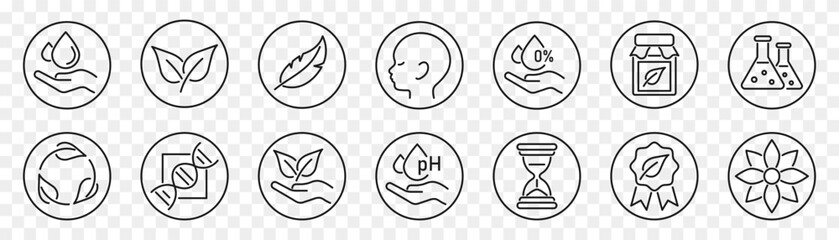 Organic and natural line icon set