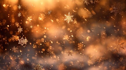 precipitation. Delicate snowflakes drifting through amber light, forming a dreamy bokeh backdrop of winter serenity. travel magazines.