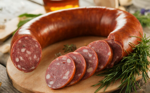 Falukorv is a large, thick sausage native to Falun;