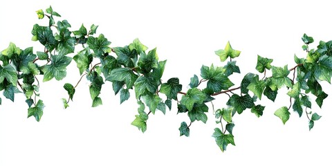 Fototapeta premium Green ivy garland against white background