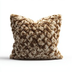 Luxurious Brown and Beige Fur Throw Pillow with Textured Design for Home Decor