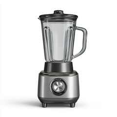 Modern Glass Blender with Metal Base Kitchen Appliance Isolated on White Background for Product