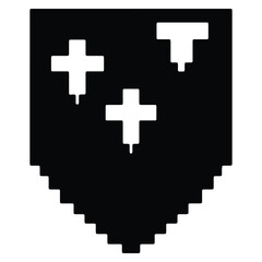 Obraz premium Black pixelated flag design with three distinct white shapes