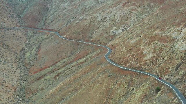 Aerial View of the Road to Barranco del Aceituno Viewpoint, Fuerteventura