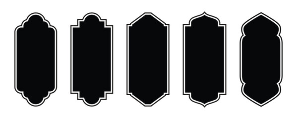 windows. Oriental style islamic windows and arches. arab islamic frames. Oriental arabesque windows or doors arch for arabic decoration. Ramadan kareem silhouette shapes vector