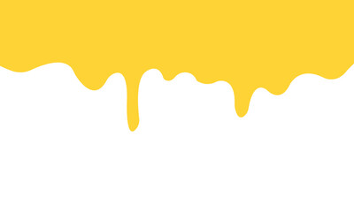 Yellow liquid drip design on a white background, symbolizing paint splash, honey flow, creative background, abstract texture, and artistic fluid pattern in a modern minimalist graphic style.