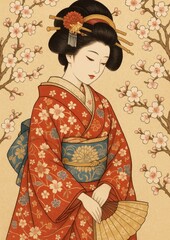 Fototapeta premium Elegant traditional Japanese illustration.