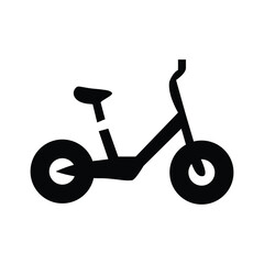 Illustration of a black balance bike isolated on white background, perfect for children learning to ride and develop balance