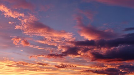 peace. A breathtaking sunset sky panorama with vibrant warm hues and glowing clouds. inspiring travel planning, travel magazines, designed for travel destination branding, inspires travel planning.